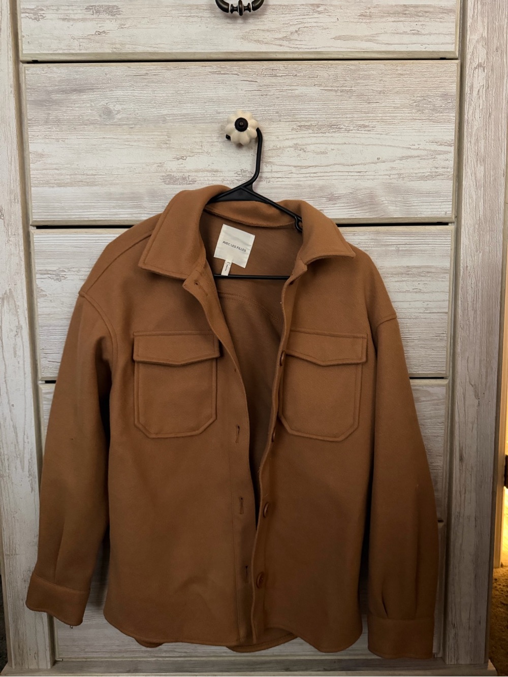 Women’s Camel Button-Front Jacket - Picture 2 of 4